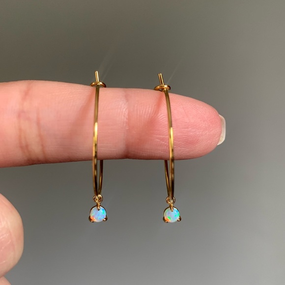 Petite Opal Hoops (NWT) - Picture 4 of 5